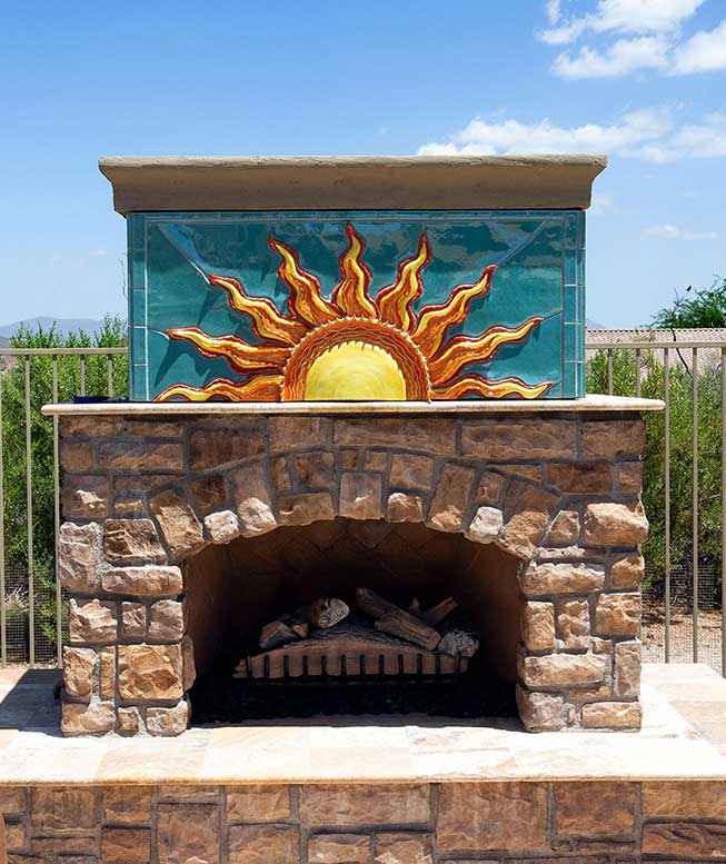 Sun Detail For Outdoor Fireplace