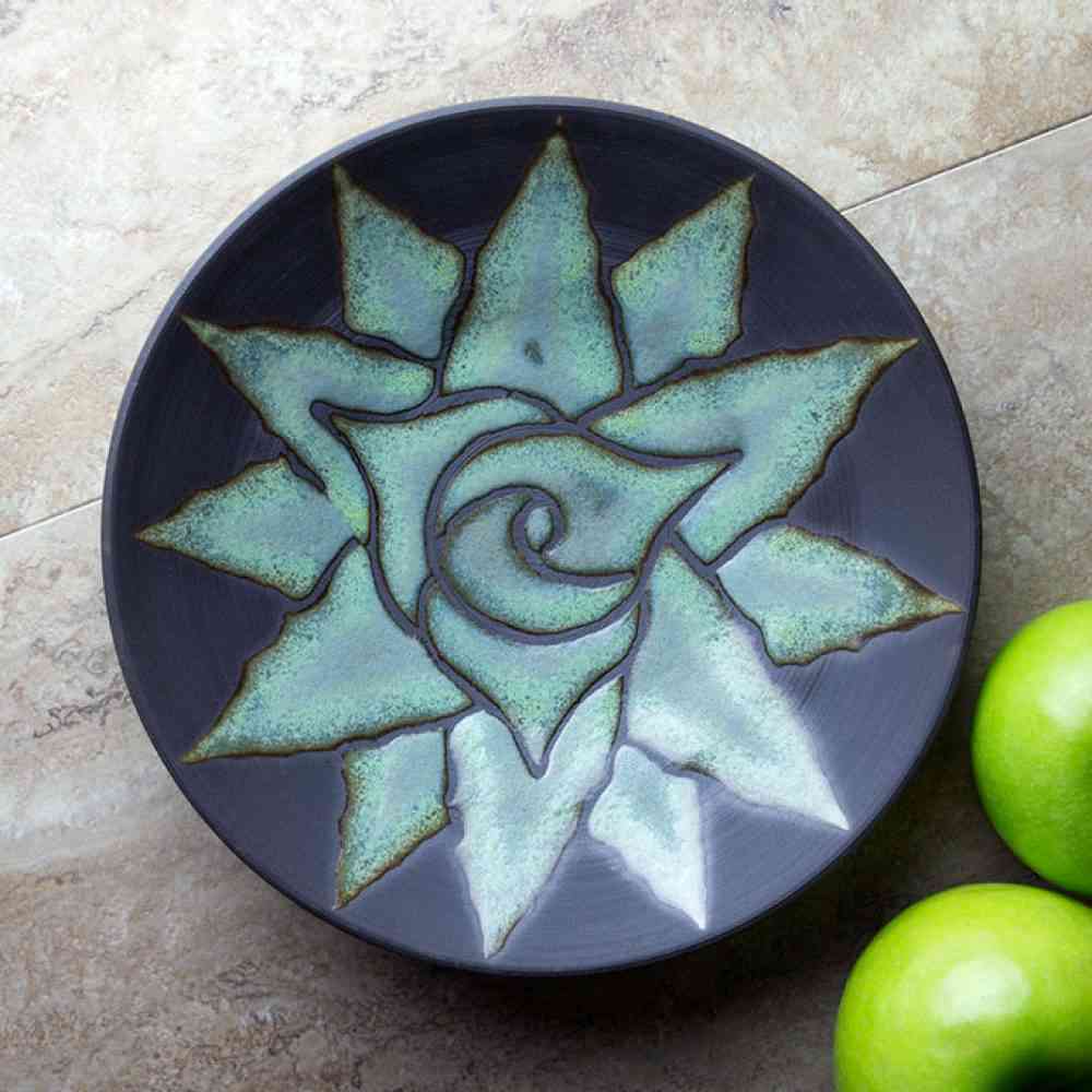 black ceramic bowl with agave flower by Jim Sudal